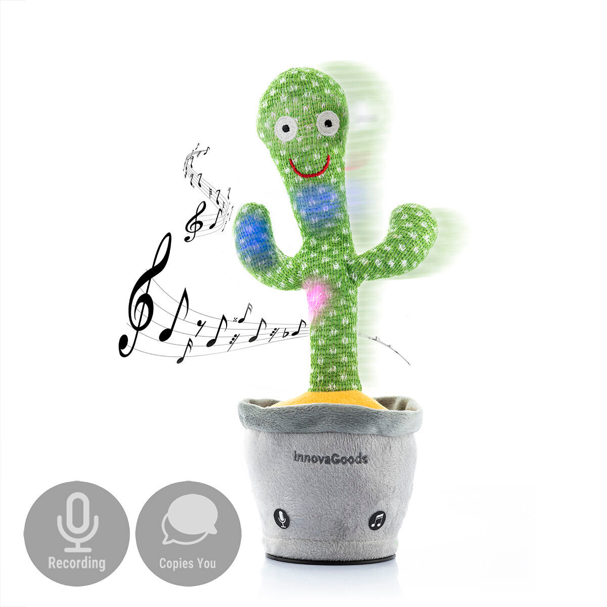 Cactus Danzante e Parlante Ricaricabile con Musica e LED Multicolor Cacxi InnovaGoods