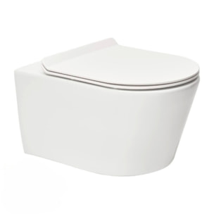 Pack WC bâti-autoportant + WC SAT sans bride fixations invisibles + Abattant softclose + Plaque blanche (SMART-Brevis-M270)