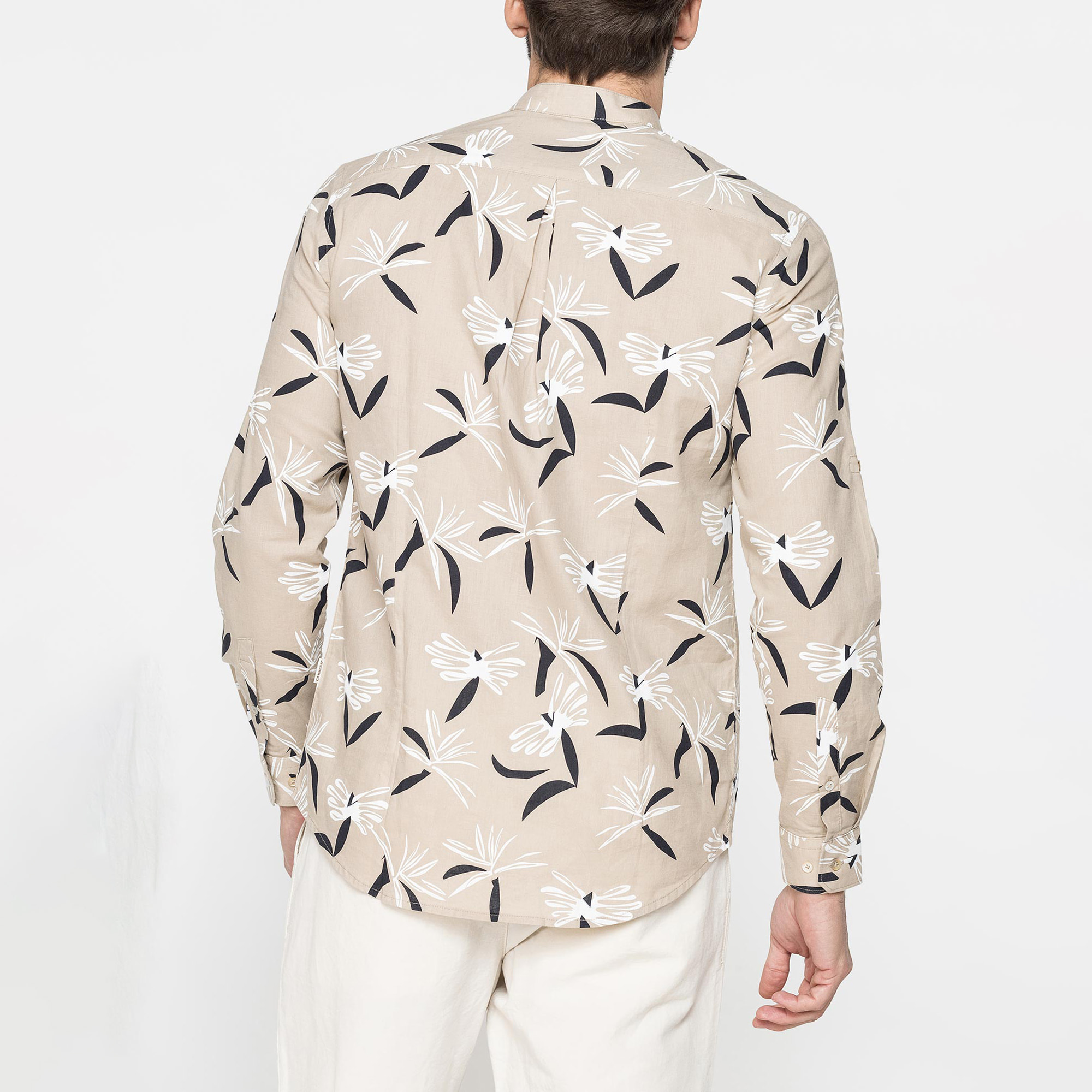 CAMICIA COREANA IN LINO COTONE STAMPATO