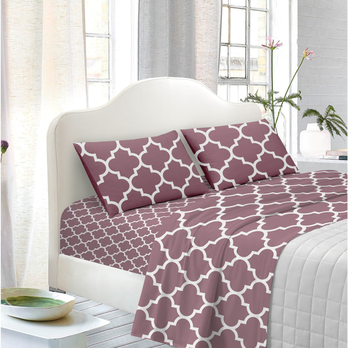 White & White Completo letto matrimoniale malwa stampato Geo