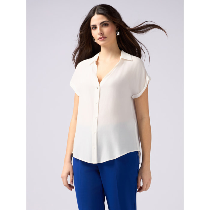 Oltre - Camisa de viscosa - Blanco