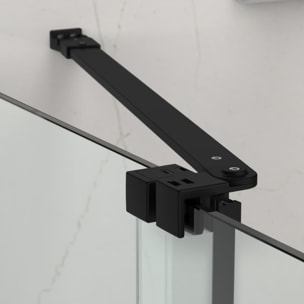 X-MOTION 110x200cm Paroi en verre coulissante Crystal Glass® 8 mm anticalcaire, avec bras et profilés Noir mat (SATBWIXM110C)