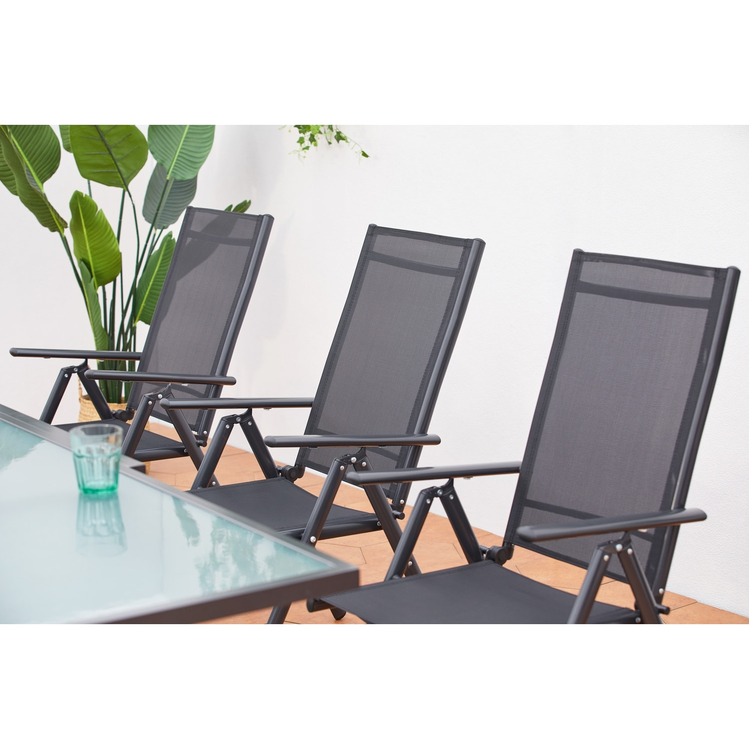 Table de jardin extensible 12 fauteuils en alu et toile PVC CALAMATA