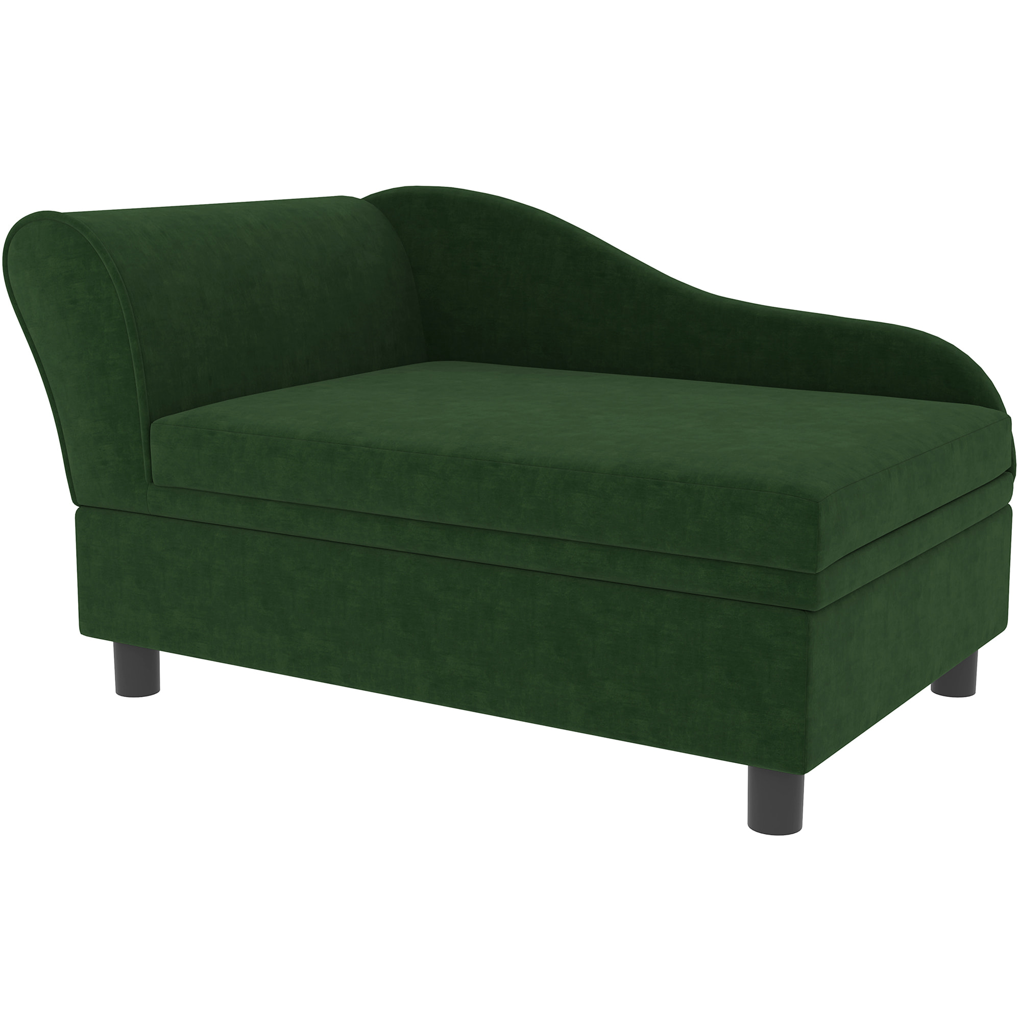 Canapé chien design méridienne - coffre rangement intégré - velours vert