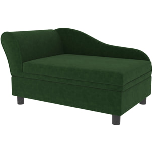 Canapé chien design méridienne - coffre rangement intégré - velours vert
