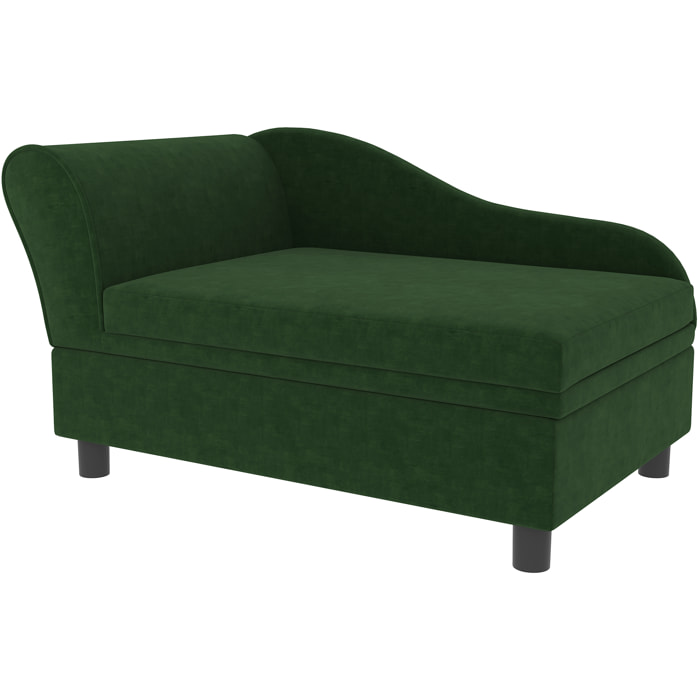 Canapé chien design méridienne - coffre rangement intégré - velours vert