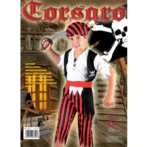 Travestimento Costume Carnevale Corsaro Pirata Rosso Nero Bianco Bambino