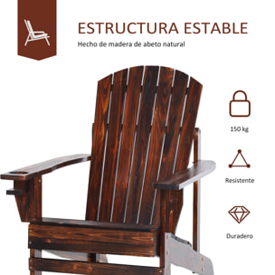 Silla Adirondack de Madera Silla de Jardín con Reposabrazos y Respaldo Alto para Terraza Balcón Exterior 72,5x97x93 cm Marrón