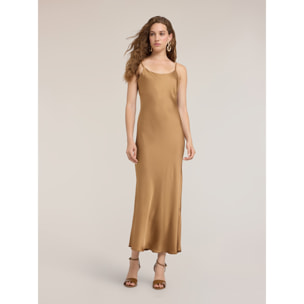 Motivi - Vestito lungo in raso con spalline sottili - Beige