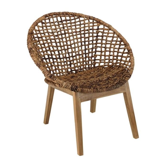 SIXTINE - Fauteuil dossier arrondi assise en abaca tressé