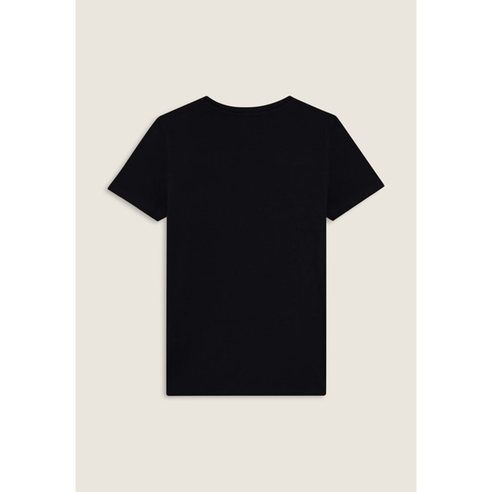 T-shirt con logo frontale in borchie