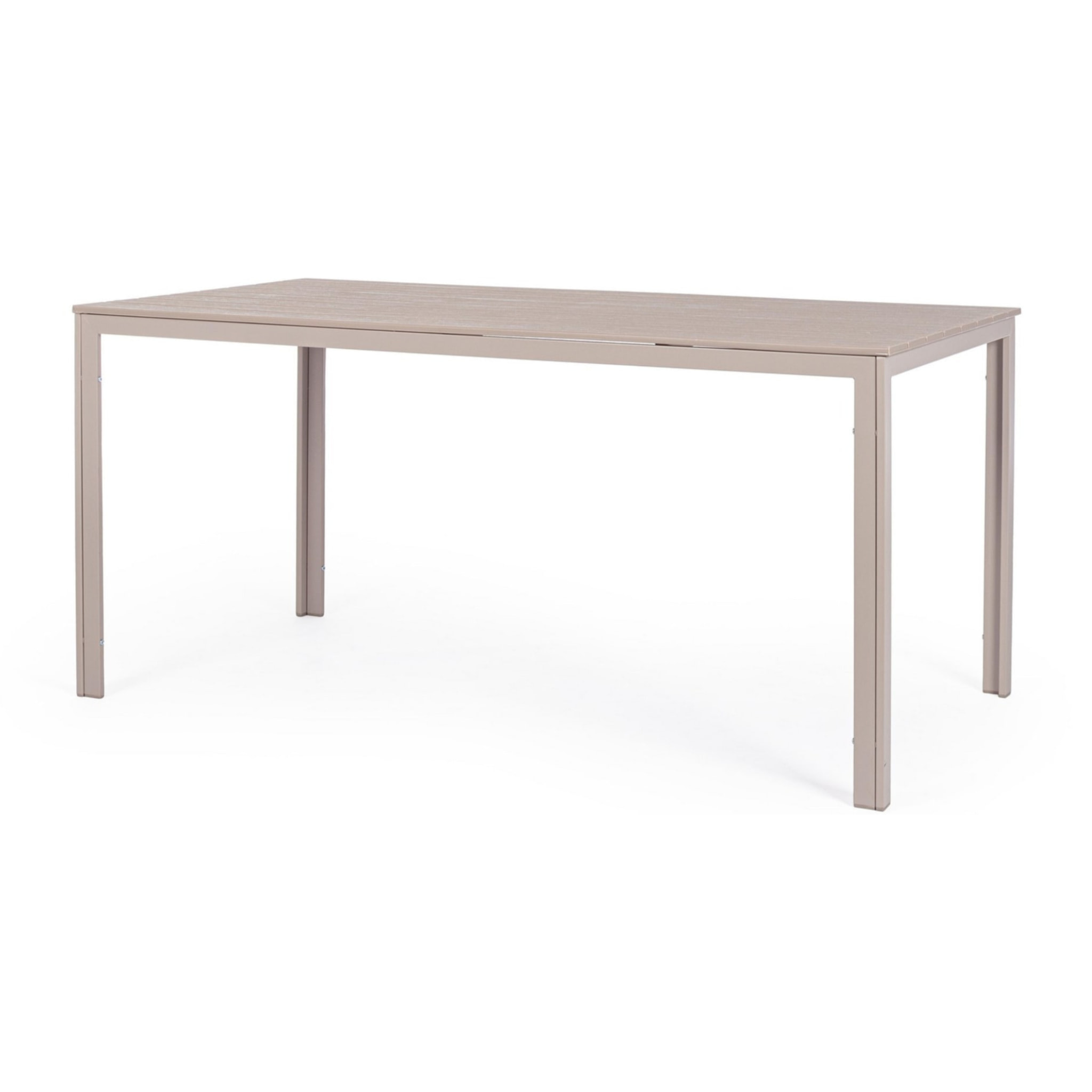 Tavolo fisso da giardino VALENCIA tortora effetto legno, struttura in acciaio, 156x78 cm
