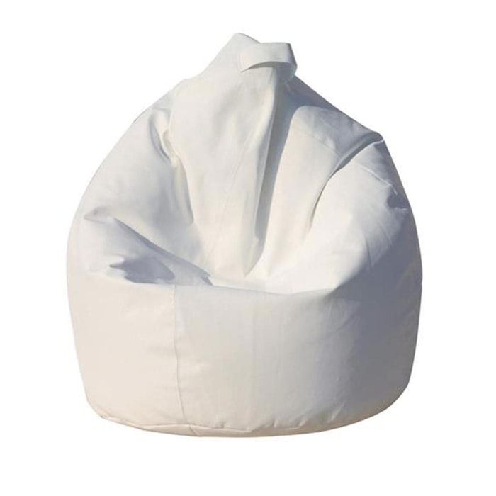 Pouf a sacco elegante, colore bianco, Misure 80 x 120 x 80 cm