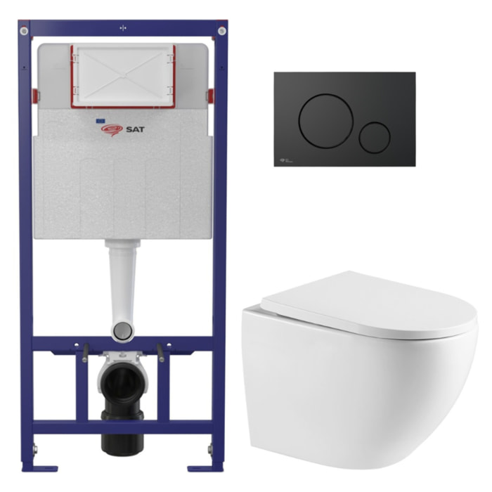Pack WC bâti ECO 2L Swiss Aqua Technologies + WC suspendu Swiss Aqua Technologies + plaque noir mat (STEST67WR02-IN)