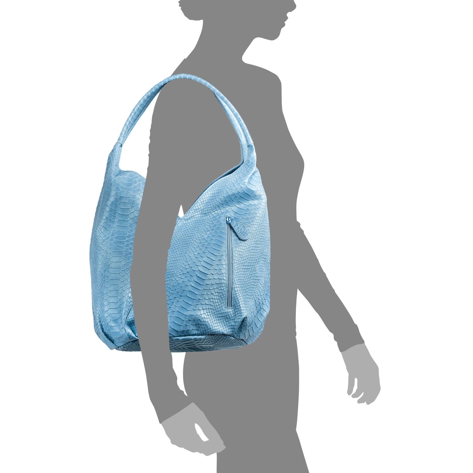 Jesi Bolso de hombro Mujer. Piel auténtica Gamuza Grabado Serpiente.