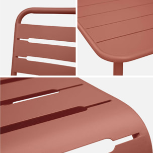 Table de jardin métal + 2 assises terracotta Amélia