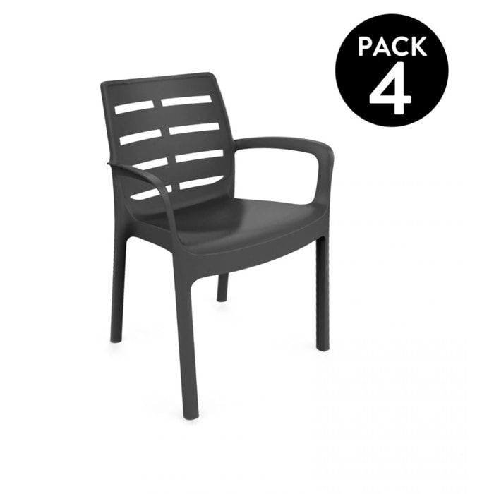 Pack 4 sillas de exterior Maui Antracita