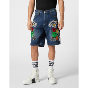 PHILIPP PLEIN DENIM SHORTS SMILE
