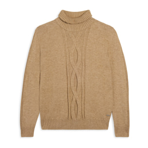 Maglia donna collo alto con treccia