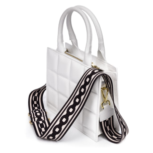 Albino bolso tote de mujer. Piel auténtica acabado Dollaro acolchado.