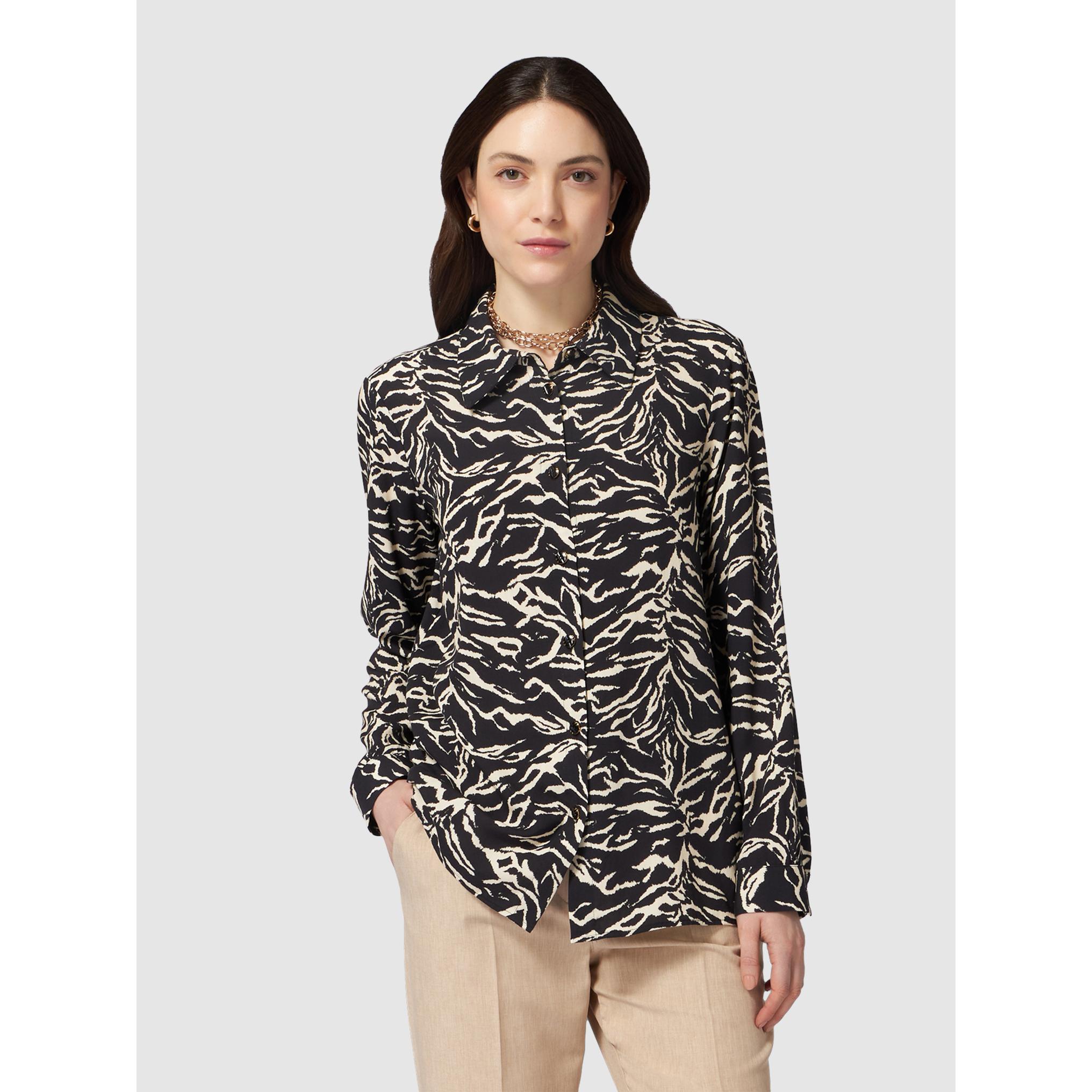 Oltre - Camicia animalier in viscosa eco-friendly - Nero