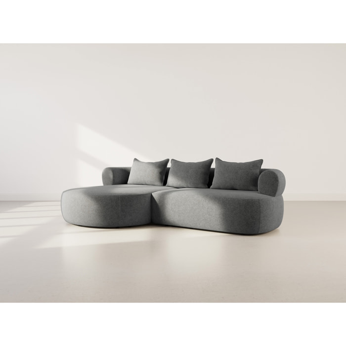 Angela - canapé d'angle gauche 4 places en velours texturé - Noir