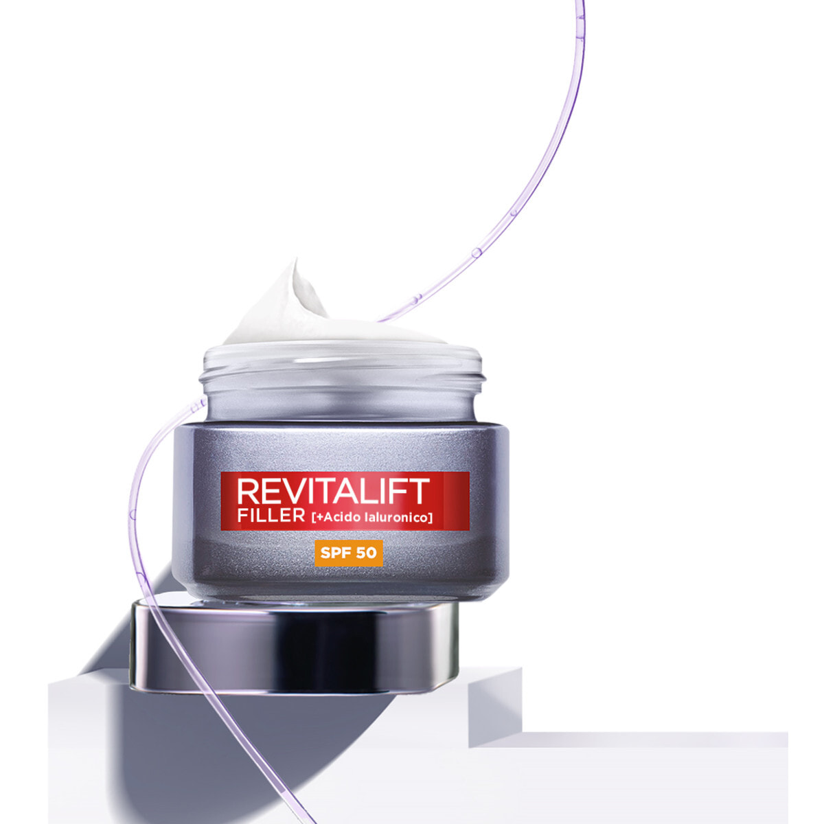 Crema Viso Anti-Rughe SPF 50 Trattamento Rivolumizzante Profondo Revitalift Filler con Acido Ialuronico - Barattolo da 50ml