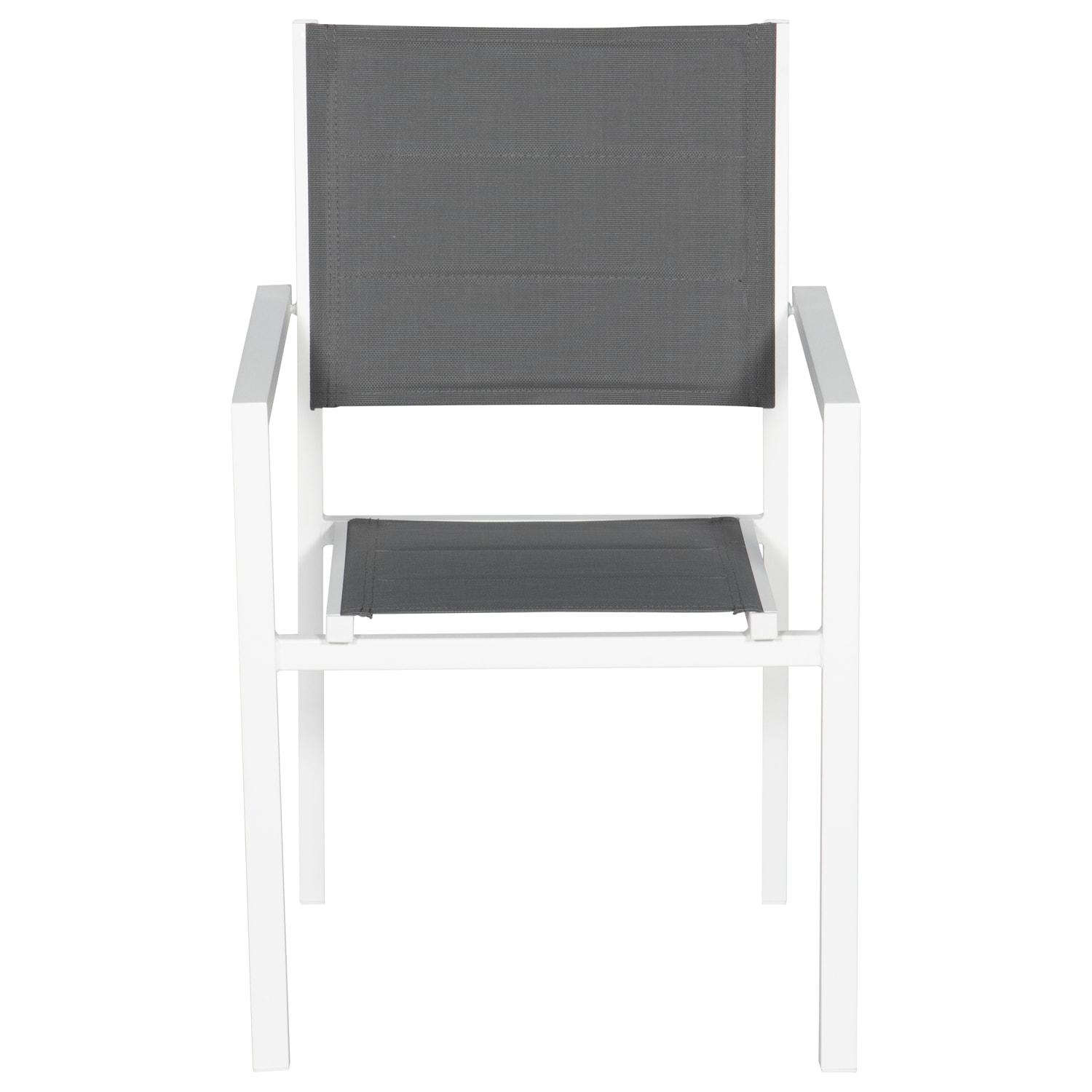 Lot de 10 chaises rembourrées en aluminium blanc - textilène gris