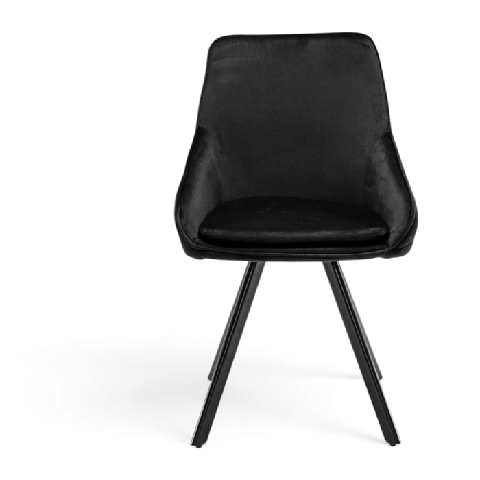 Set di 2 sedie TOLEDO in tessuto effetto velluto nero e gambe nere