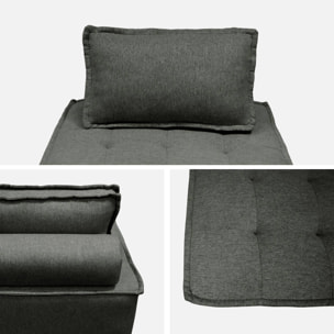 Chauffeuse pour canapé modulable tissu capitonné gris avec un coussin