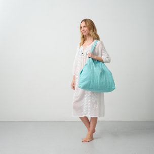 Bolso playa tejido algodón twill Padim color agua marina