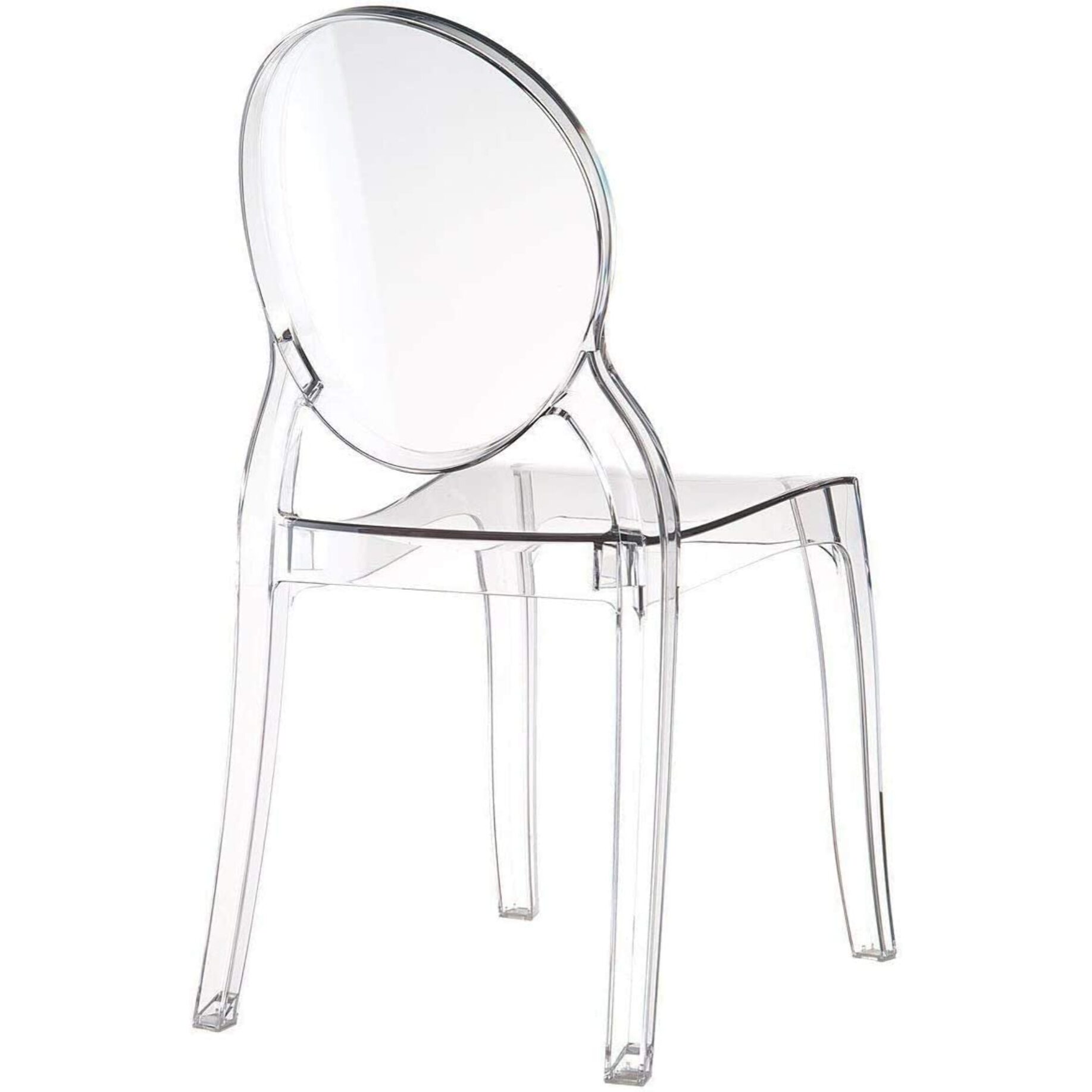 Set di 4 Sedie in Policarbonato Trasparente Cristal Light, Sedie Hotel Casa Ufficio, Design Moderno Elegante, 44 x 45 x 90 cm Trasparente