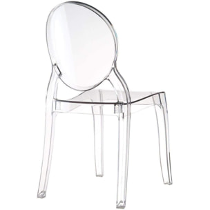 Set di 4 Sedie in Policarbonato Trasparente Cristal Light, Sedie Hotel Casa Ufficio, Design Moderno Elegante, 44 x 45 x 90 cm Trasparente