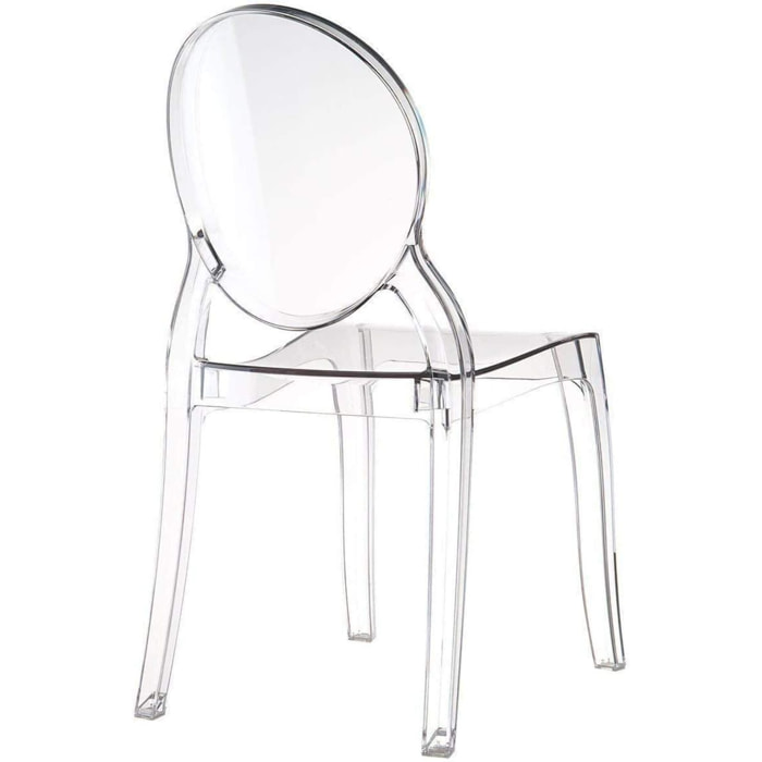 Set di 4 Sedie in Policarbonato Trasparente Cristal Light, Sedie Hotel Casa Ufficio, Design Moderno Elegante, 44 x 45 x 90 cm Trasparente