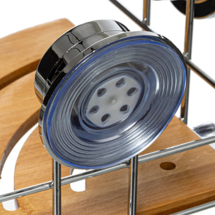 Étagère d'angle en métal et bambou