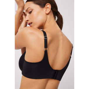 Reggiseno imbottito nero con ferretto e chiusura ampia, coppe B e C