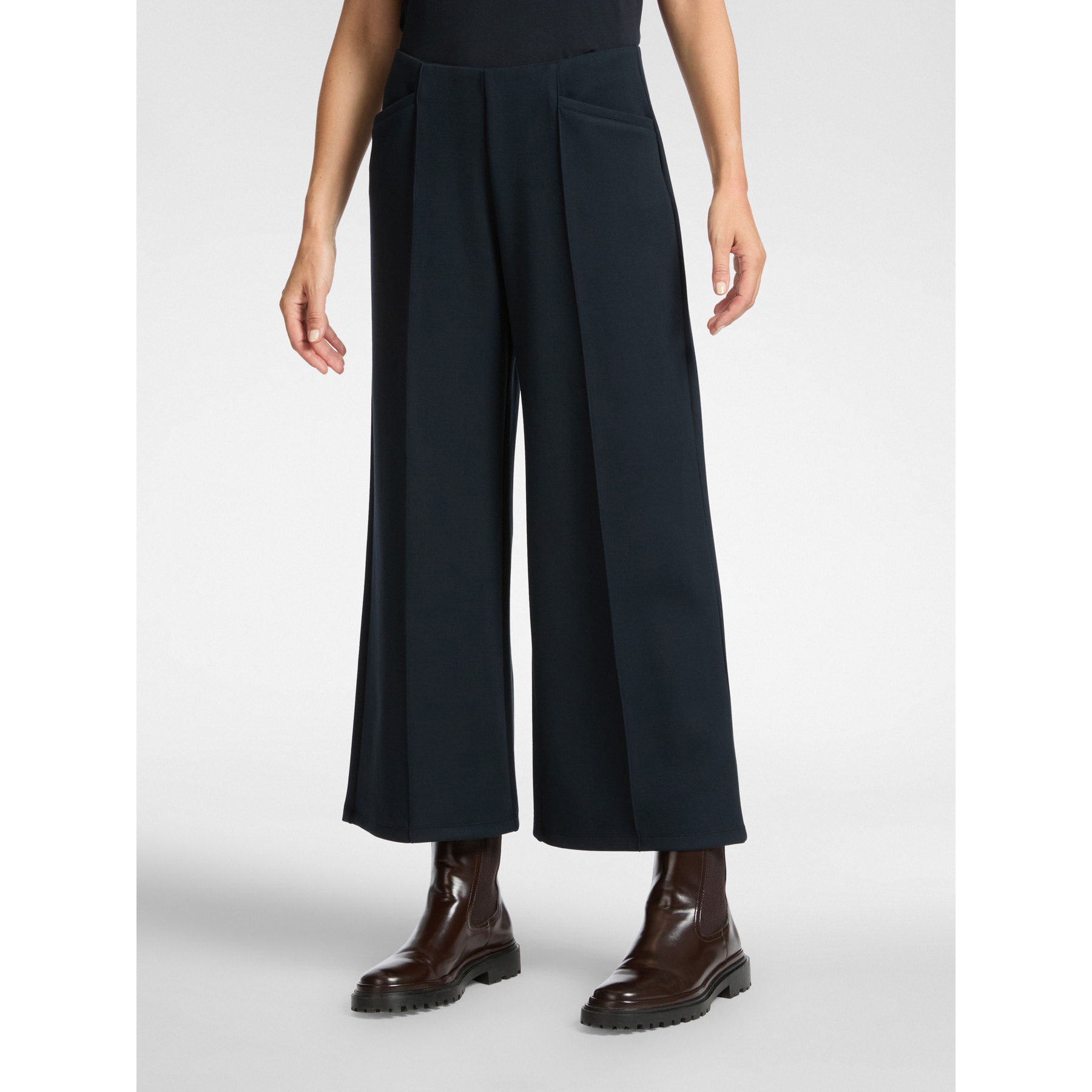 Elena Mirò - Pantaloni cropped in scuba leggero - Blu