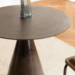 JOHAN - Table ronde 80cm alu couleur laiton pied conique