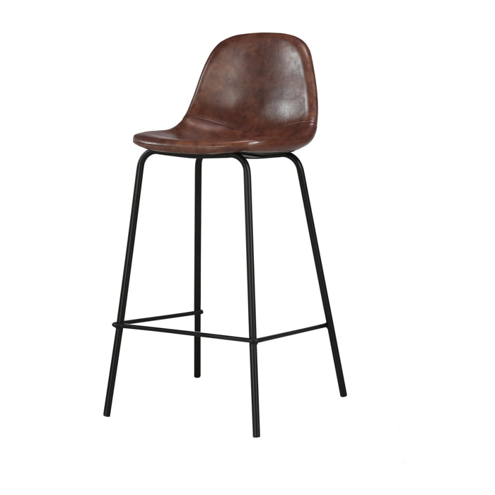 Chaise pour îlot central 65 cm en cuir synthétique marron - Henrik
