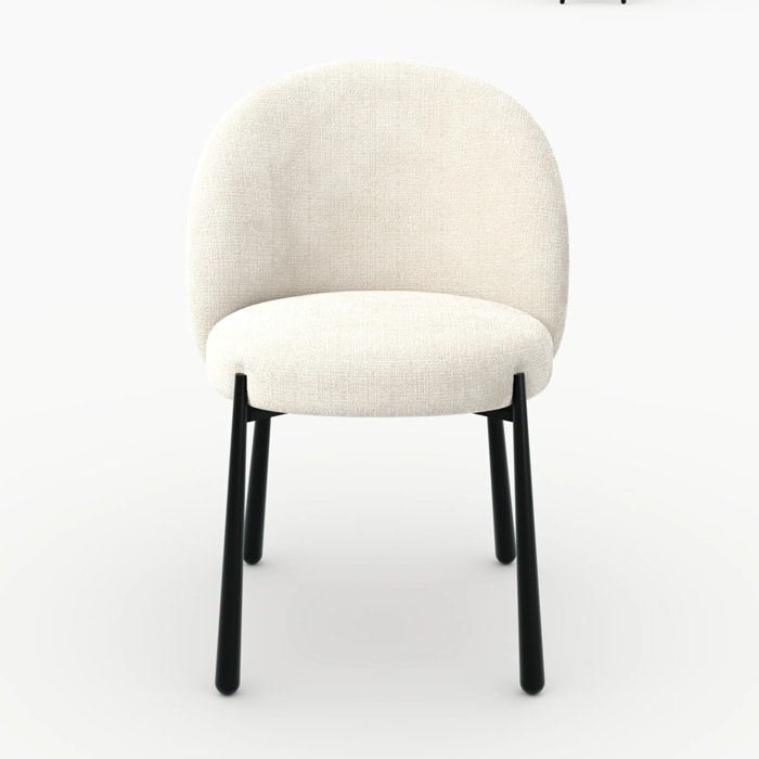 Lot de 2 chaises en velours chenillé écru et métal noir - Pulpy