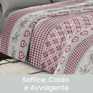 INTRECCI Piumino Una Piazza e Mezza, 220x260cm, Piumino Ecologico, Caldo, Invernale, 300 g/m², Anallergico e Antiacaro, Made in Italy, Lavabile in Lavatrice, Soffice, Morbido. Fantasia: Tirolo