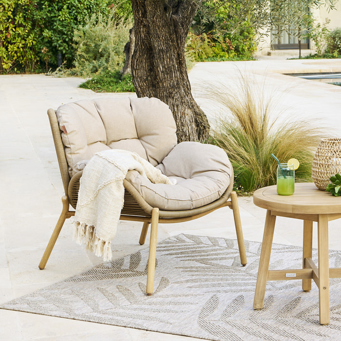Fauteuil de salon de jardin "Meloane" beige acier et polyester