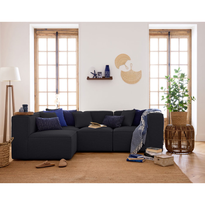 Arty - module d'assise droit - en tissu mailles 3D - Noir