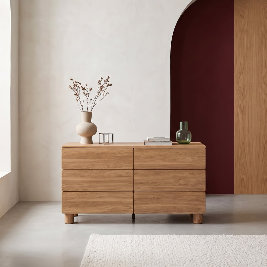 Commode décor bois 6 tiroirs AYANA
