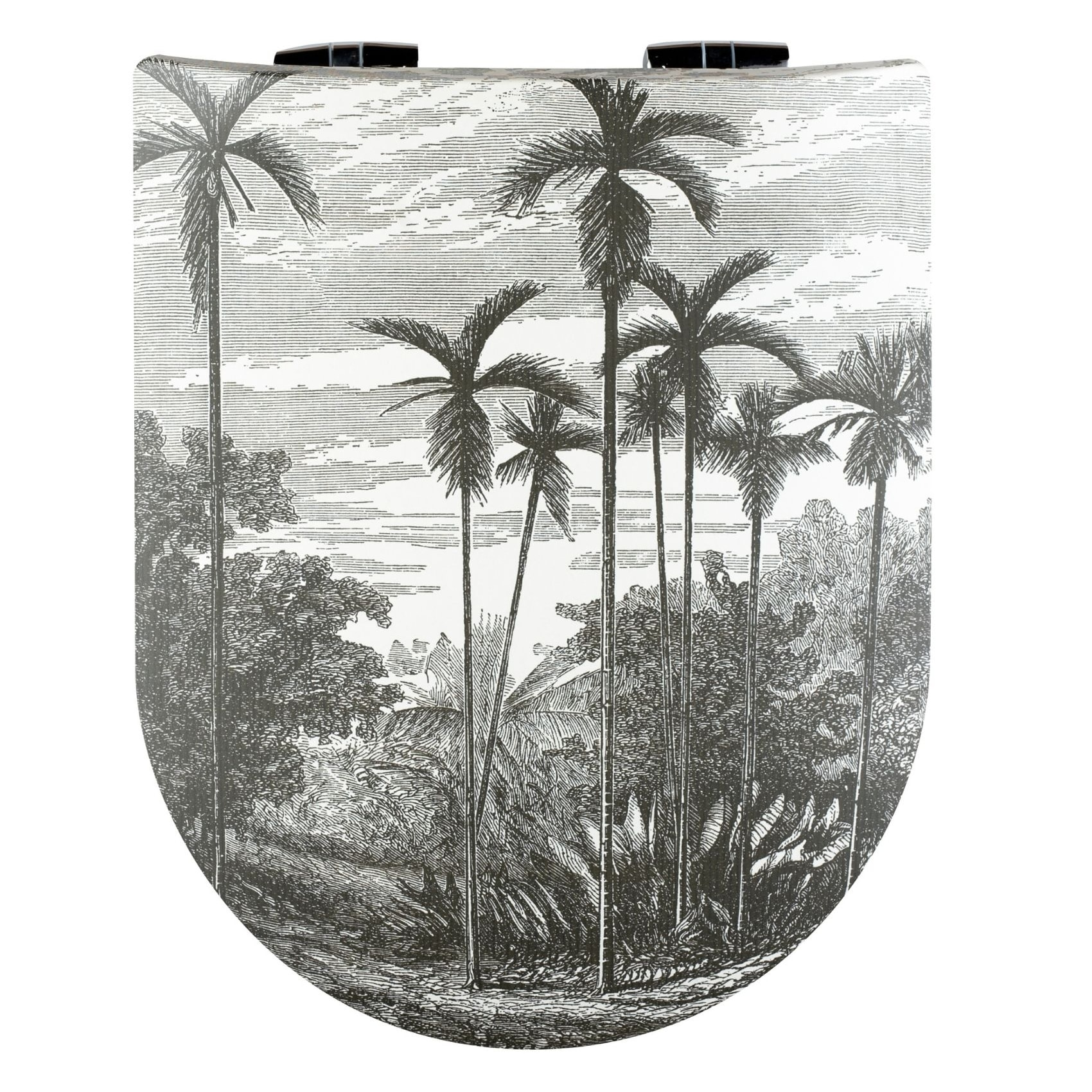 Abattant wood slim avec descente assistée imprimé de cocotiers - Gris clair