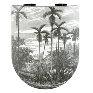 Abattant wood slim avec descente assistée imprimé de cocotiers - Gris clair