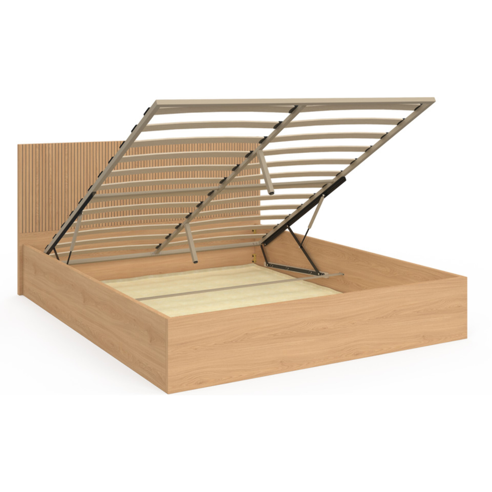 Lit coffre Faustine 160x200cm tête de lit lattes