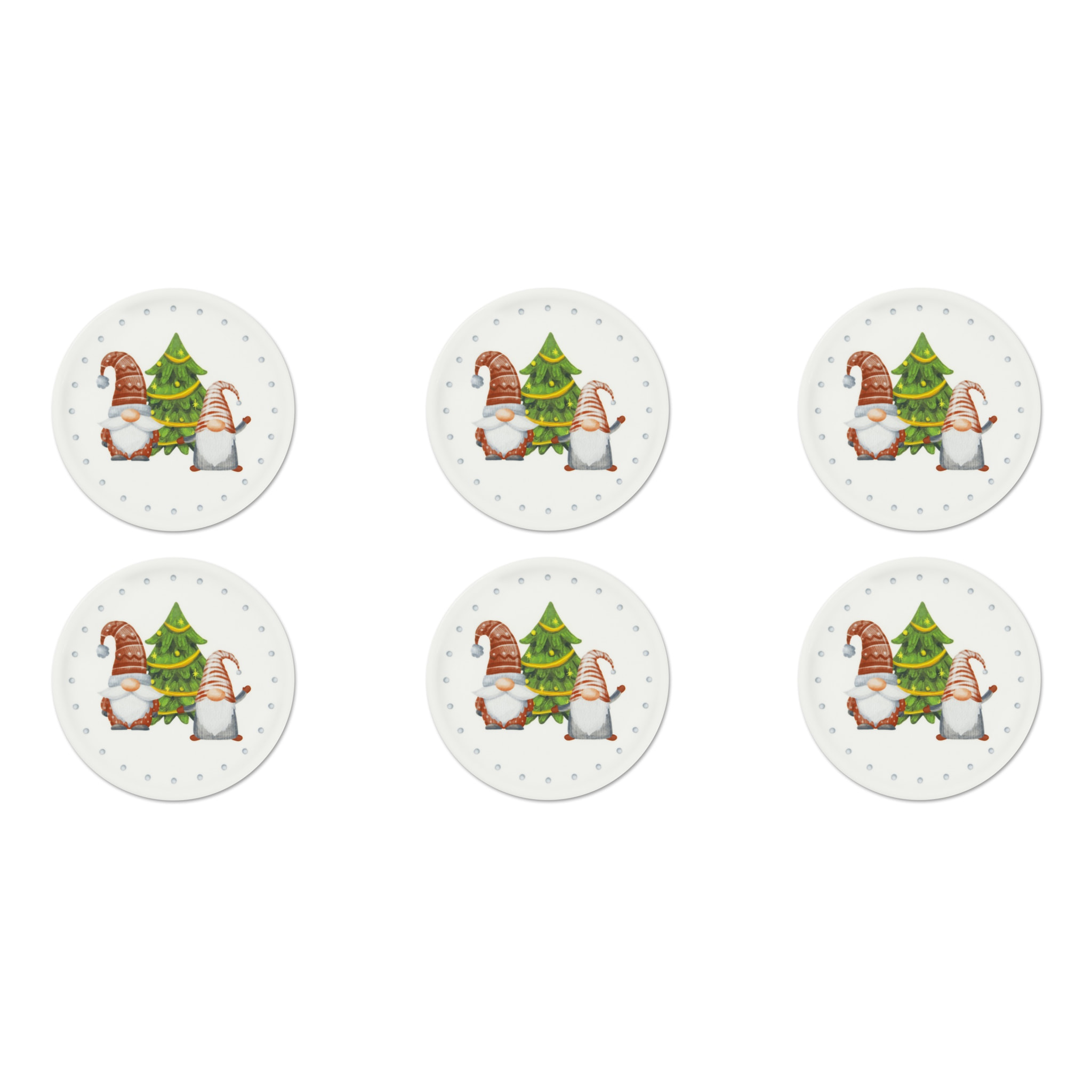Set de 6 Assiettes Excelsa - Gnomo Friends, Porcelaine Blanche