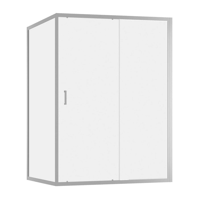 Porte de Douche Coulissante et Retour 140x80x200cm - Profilés Chrome - Verre trempé 6mm