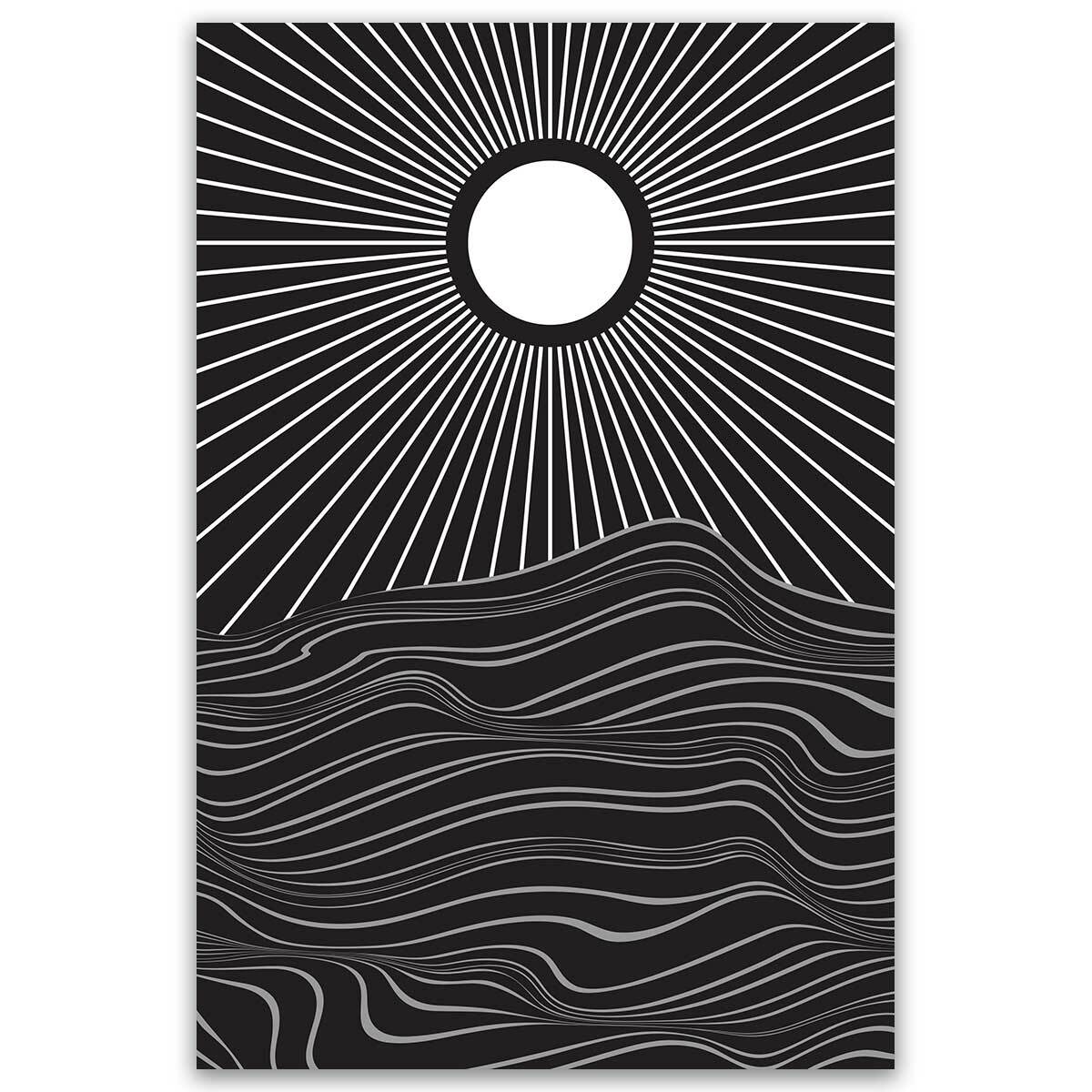 Tableau soleil abstrait noir et blanc Toile imprimée